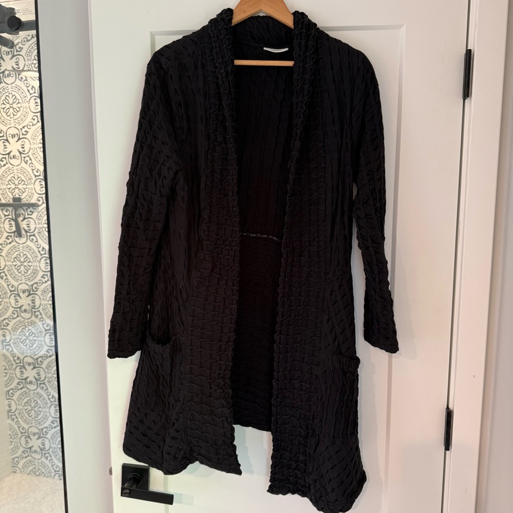Komil women’s waffle weave black jacket cardigan Sweater - 100% cotton